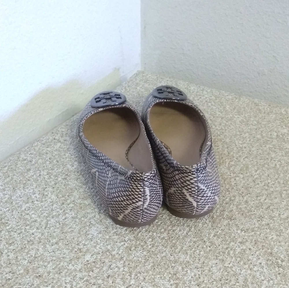 Tory Burch Brown Python Print Leather Flat Shoes - image 4